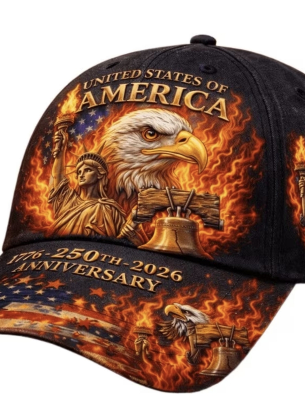 USA 250th Anniversary Patriotic Eagle Hat 1776-2026 America Baseball Cap, T18MIS